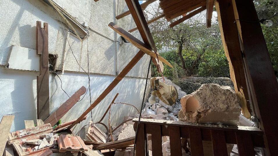 Rocket-damaged house in Givat Avni, northern Israel