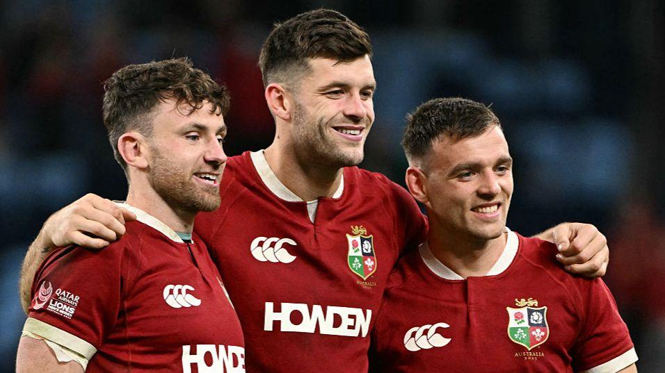 Hugo Keenan, Blair Kinghorn and Ben White pose for the cameras