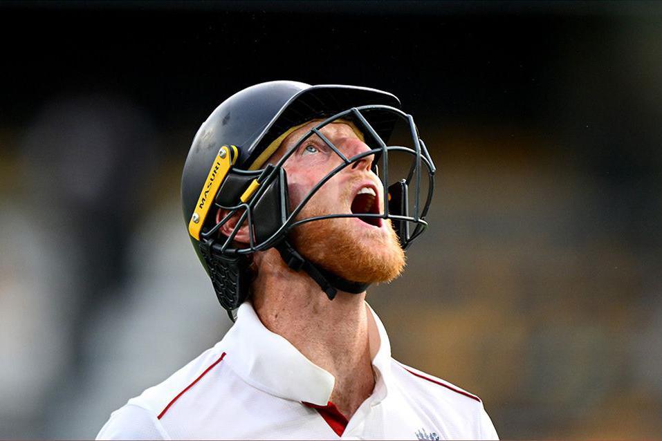 England captain Ben Stokes screams skyward after losing his wicket in the second innings of the second Test against Australia in Brisbane