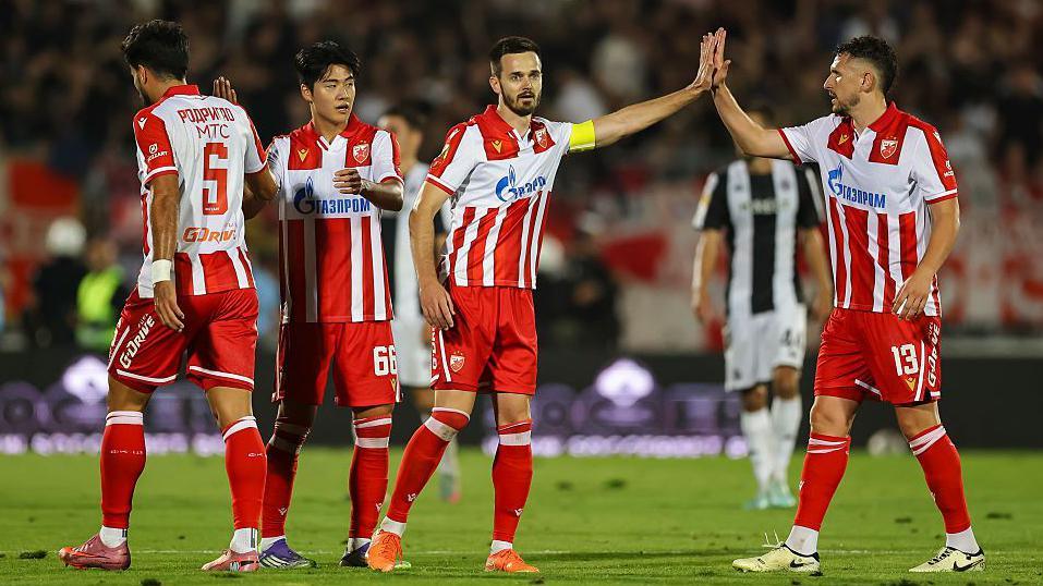 Red Star Belgrade players celebrating