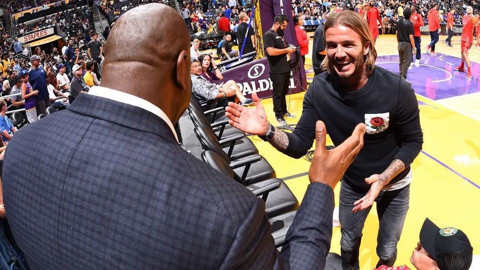 David Beckham at a Lakers game