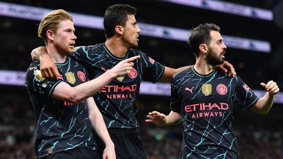 Kevin De Bruyne, Rodri and Bernardo Silva