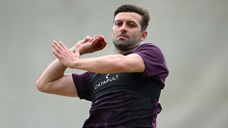 England bowler Mark Wood bowls during a net session at Perth Stadium before the first Ashes Test