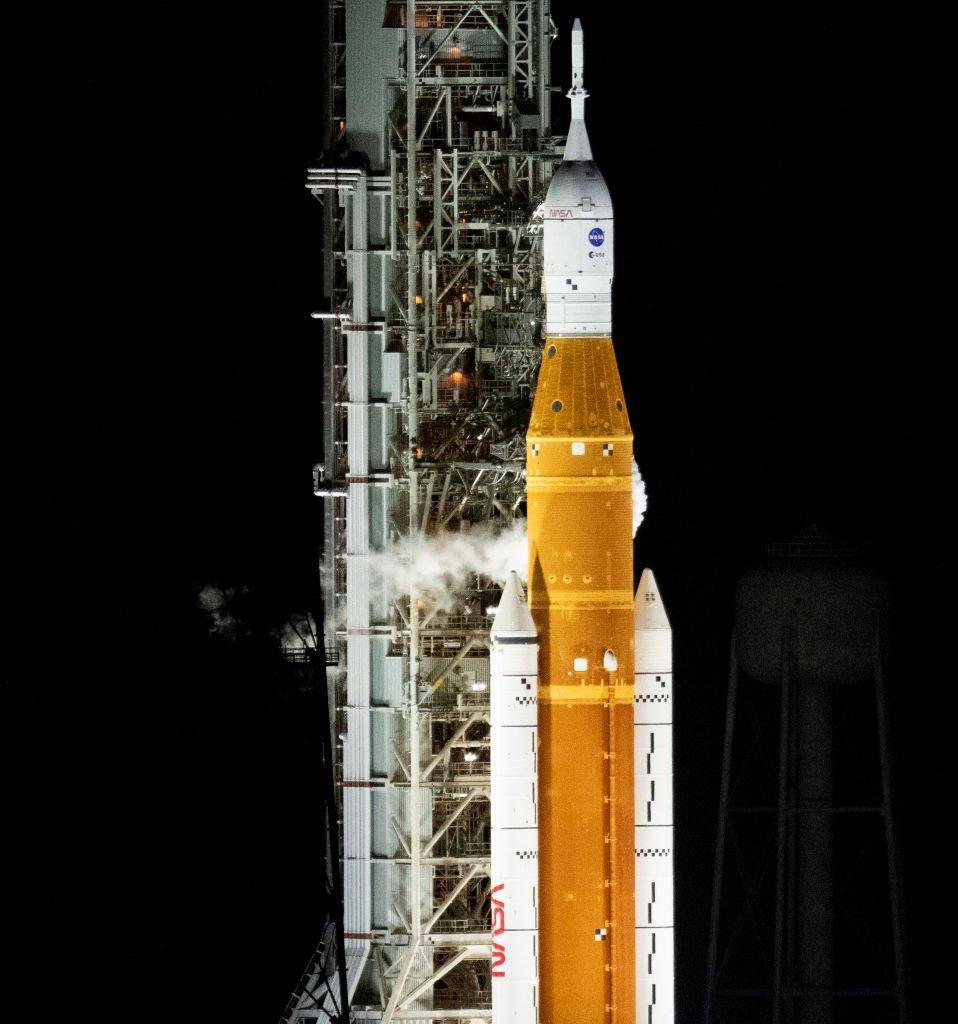 Space Launch System (SLS) rocket with the Orion spacecraft.