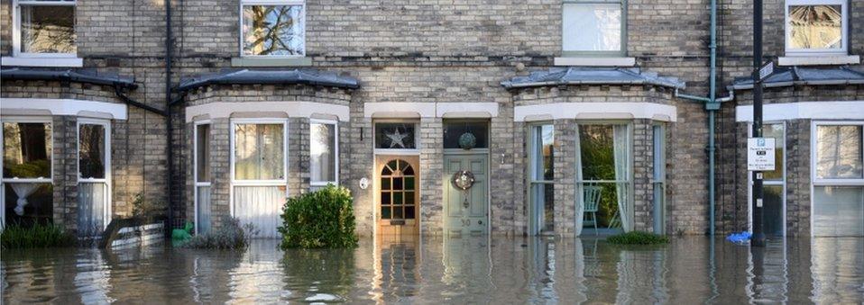 Flooded homes in York