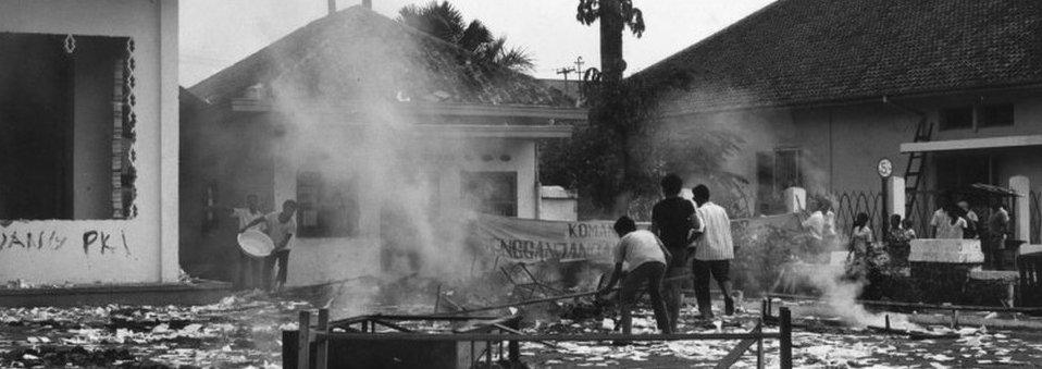 Communist Youth HQ in Jakarta being burned