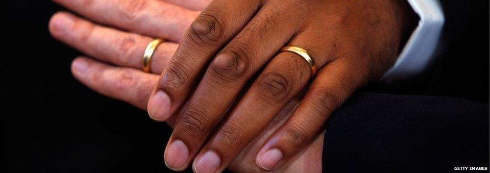 Male couple pose after wedding ceremony (file image)