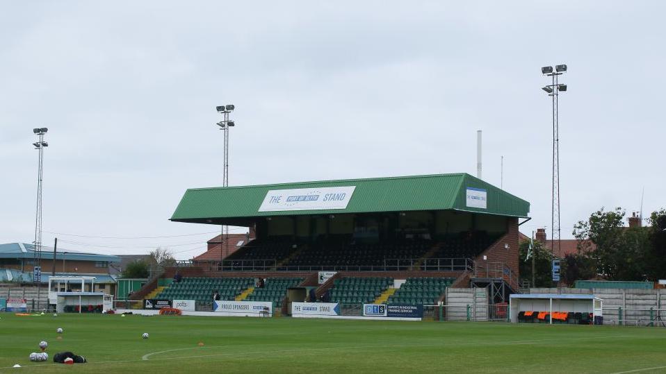 A view of Blyth Spartans' home ground, Croft Park