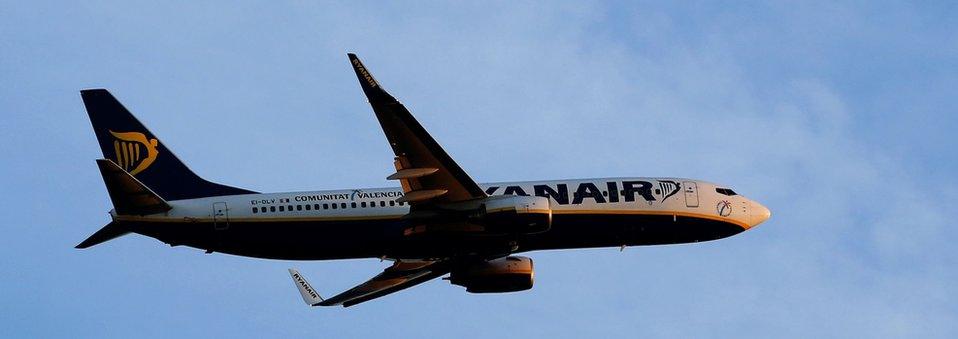 A Ryanair plane in flight