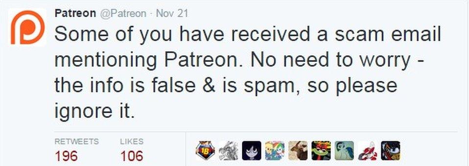 Tweet from Patreon