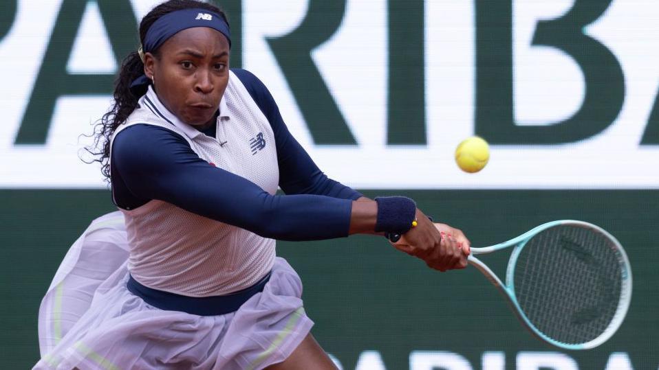 Coco Gauff in action at the French Open