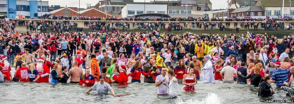 A large group of swimmers