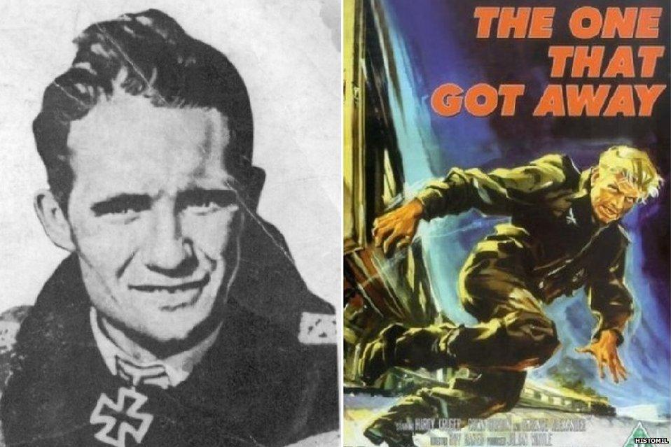 Franz von Werra and a film poster for the One That Got Away