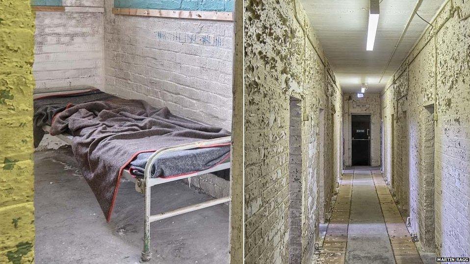 A bed and corridor at Cultybraggan