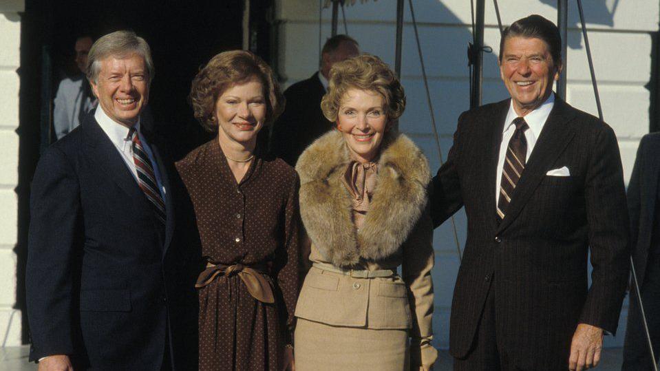 Jimmy and Rosalynn Carter, Nancy and Ronald Reagan