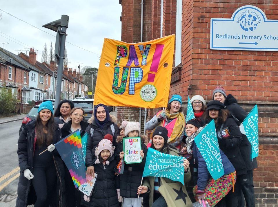 The teachers and staff strike at Redlands Primary School in East Reading