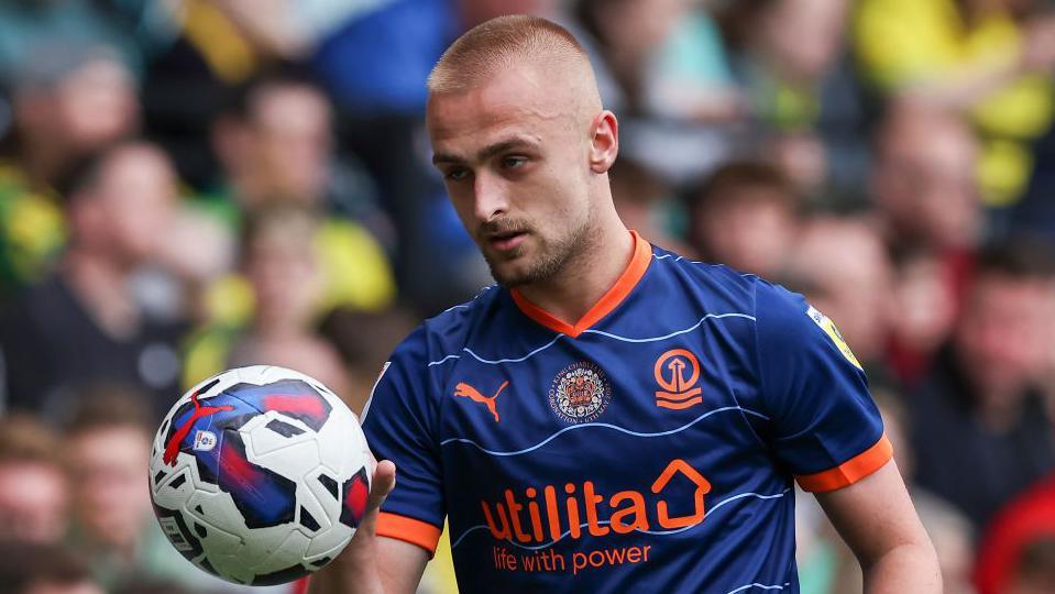 Blackpool's Lewis Fiorini during the Sky Bet Championship between Norwich City and Blackpool at Carrow Road on May 8, 2023 in Norwich, United Kingdom.