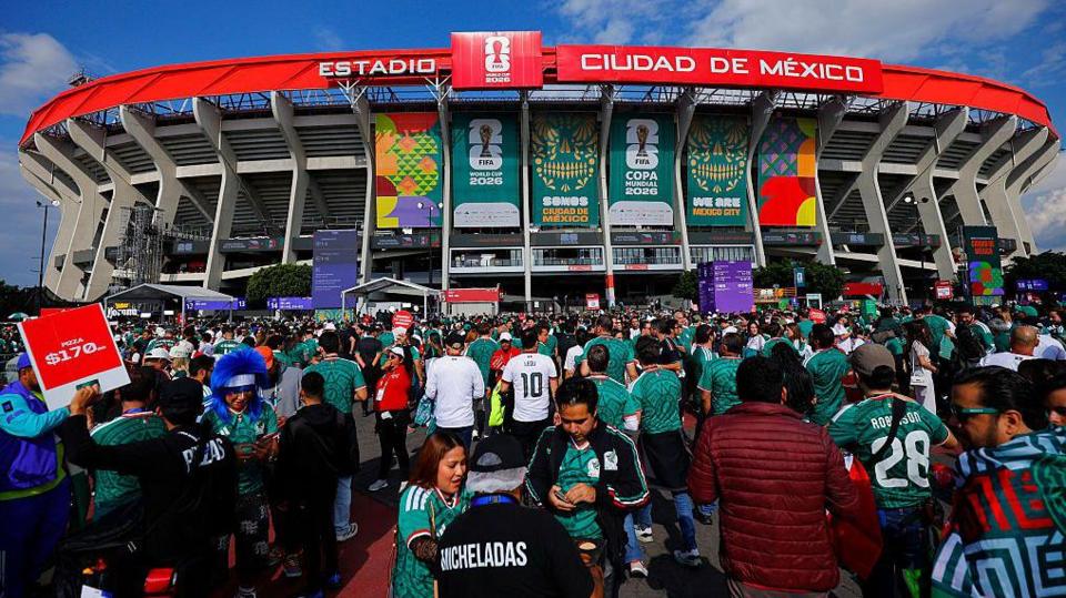 A general view of the exterior of the Estadio Azteca during the 2026 FIFA World Cup