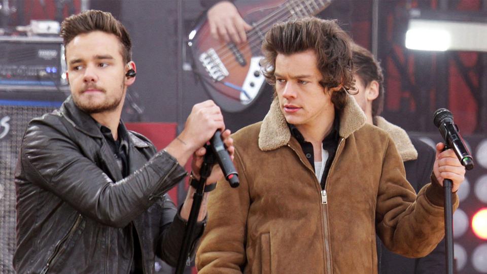 Liam Payne and Harry Styles of One Direction perform on 'Good Morning America' in Central Park in New York City in 2013