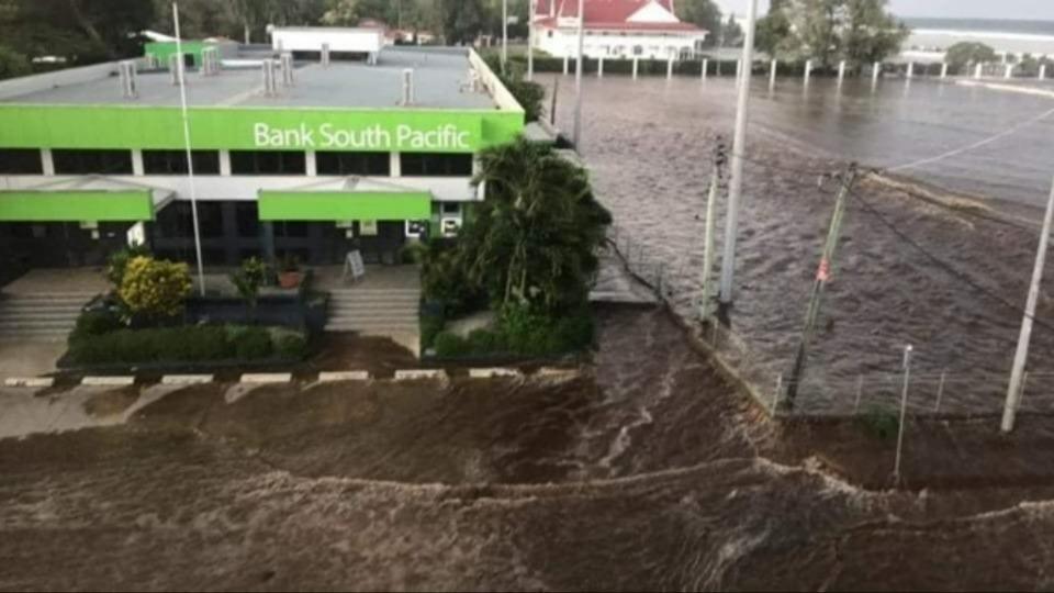 Flooding in the capital Nuku-aolofa after the volcano and tsunami of 15 January