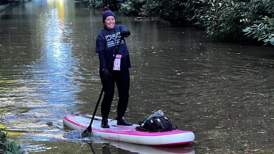 Catherine Hopkins, pictured during her charity challenge