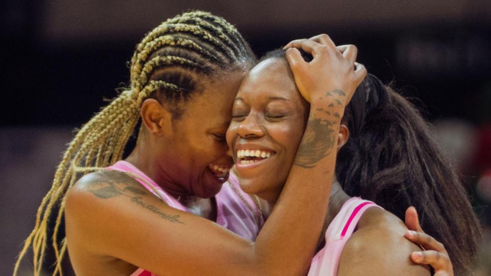 Two London Pulse players embrace