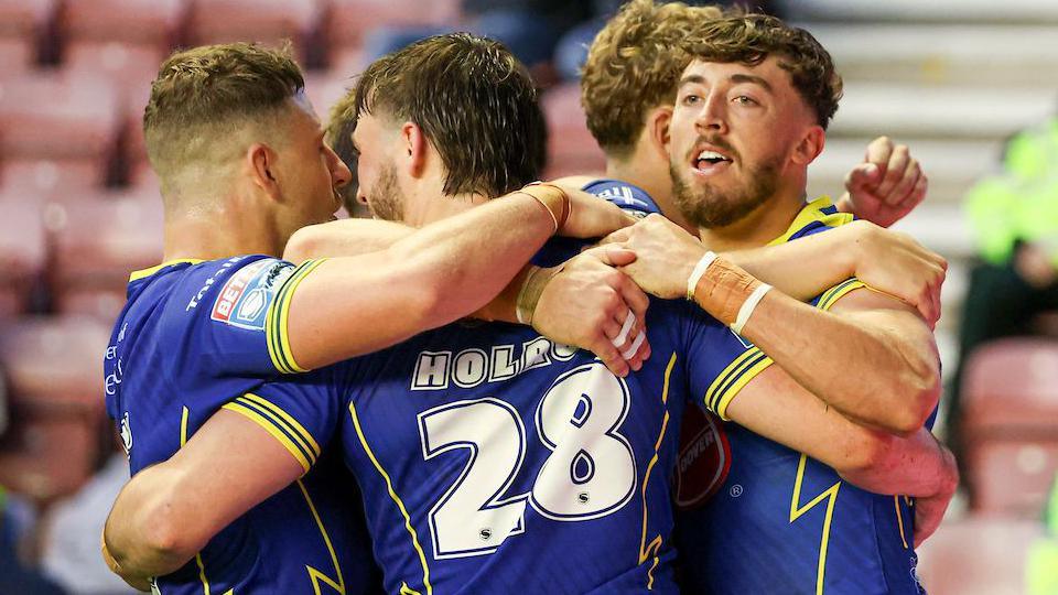 Warrington celebrated seven tries at the DW Stadium