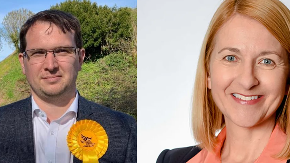 Jamie Bennett and Katy Bourne, the Liberal Democrat and Conservative candidates for Sussex PCC