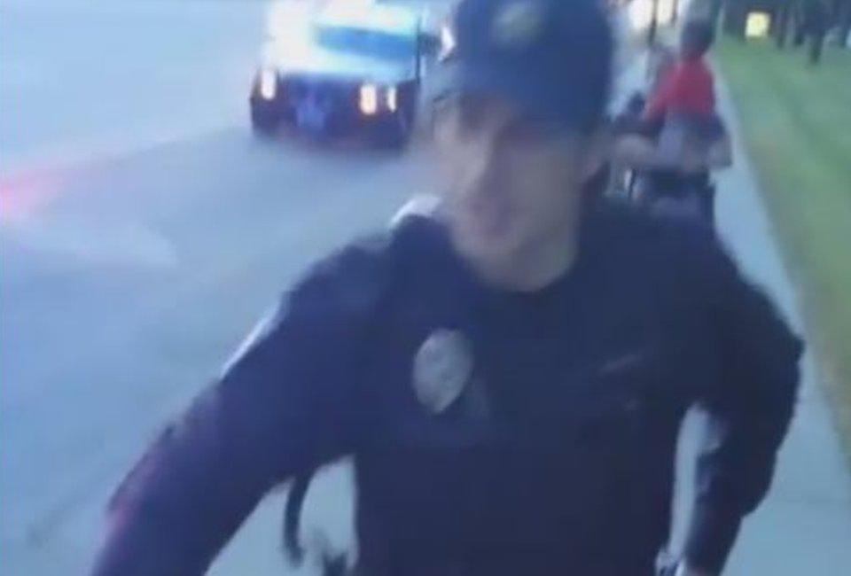 Still from Facebook Live feed shows police officer approaching - July 2016