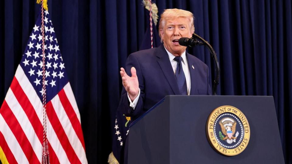 Trump behind lectern
