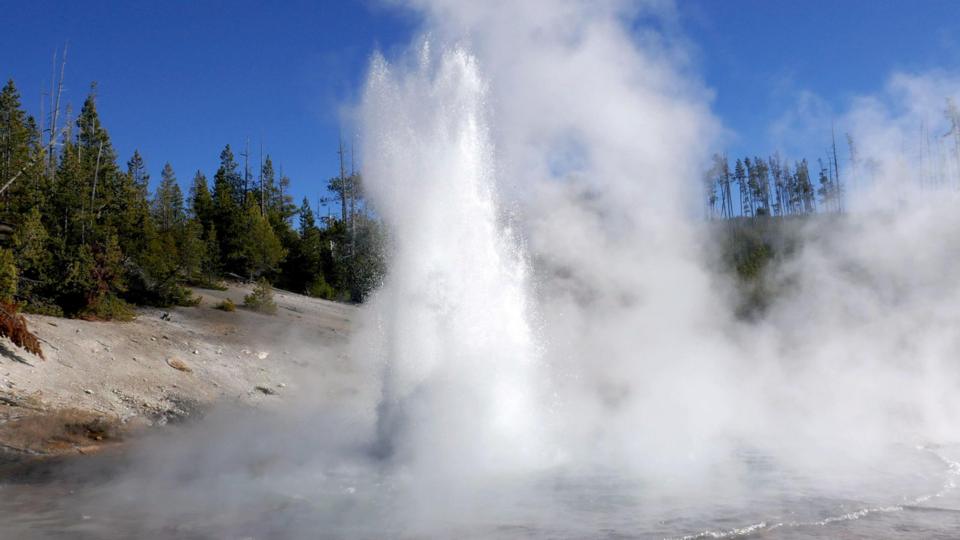 The geyser seen erupting