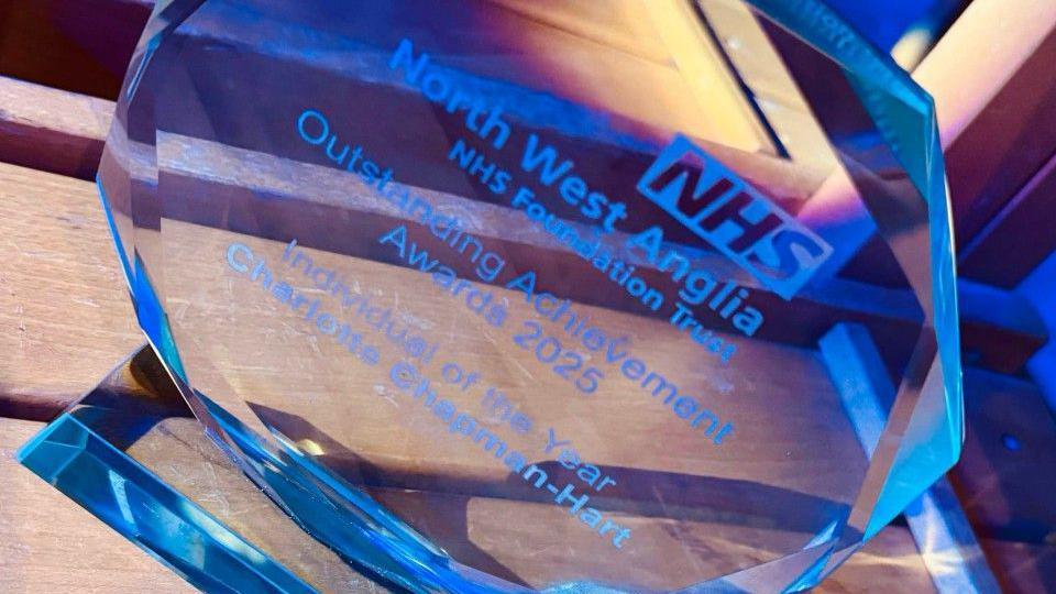 The NHS North West Anglia NHS Foundation Trust's Outstanding Achievement Awards 2025 which Charlotte won as Individual of the Year