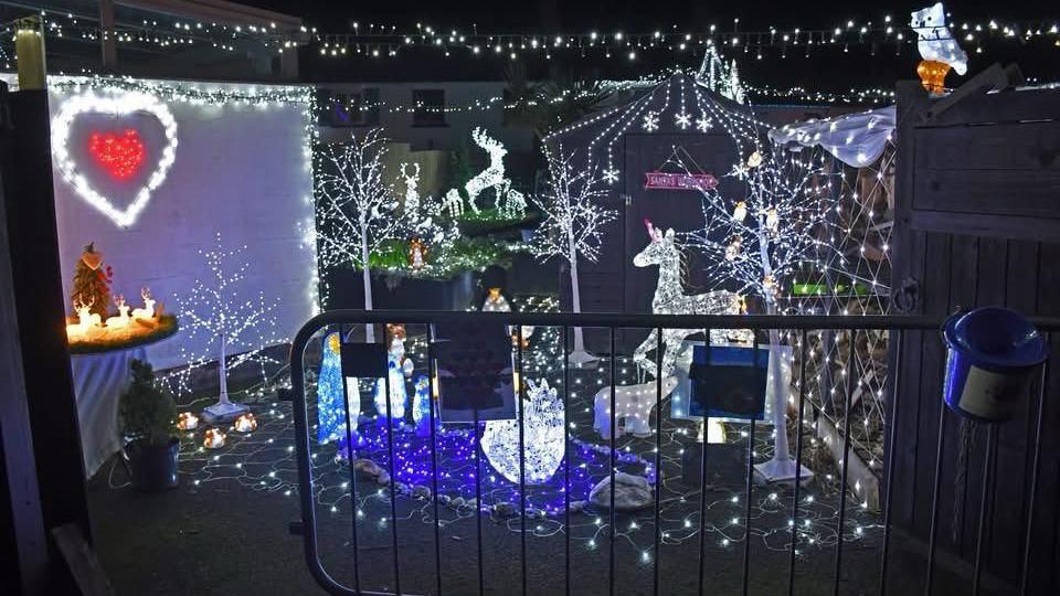 A Christmas lights display outside someone's home