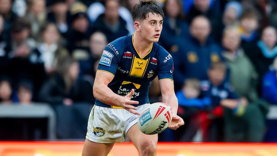 George Brown in Super League action for Leeds Rhinos against Castleford Tigers in March.