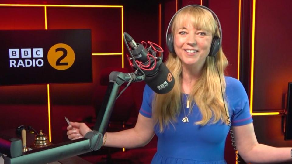 Sara Cox in her BBC Radio 2 Breakfast Show studio