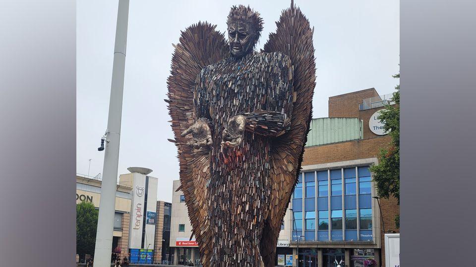 The Knife Angel in Luton