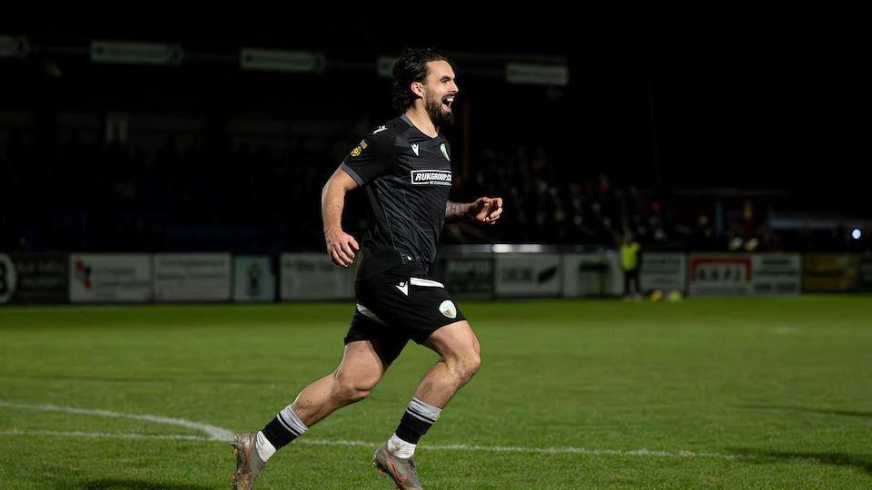 Jordan Williams of The New Saints celebrates
