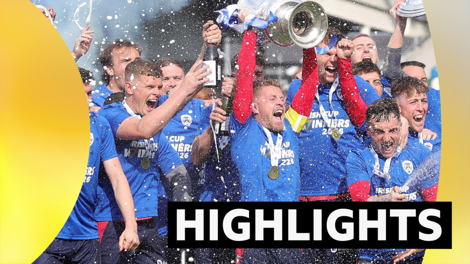 Coleraine celebrate their Irish Cup final success