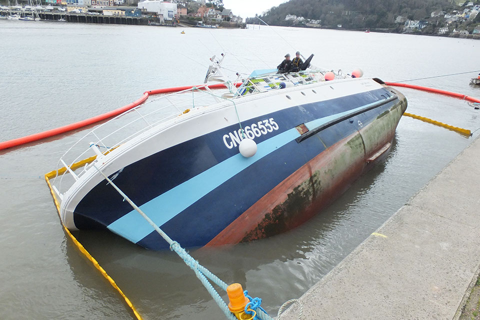 A French trawler capsized in Dart Harbour