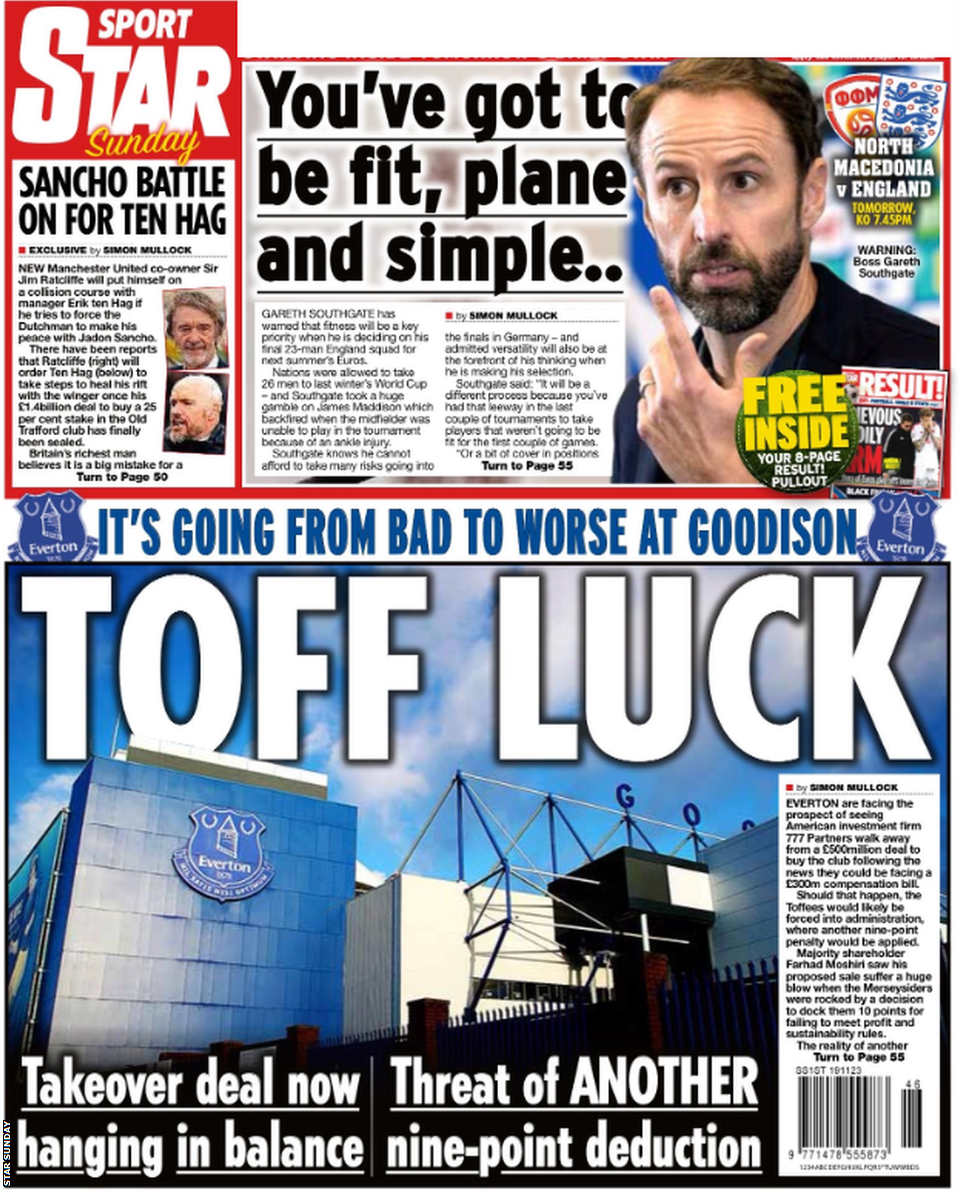 Back page of the Star Sunday on 19 November 2023