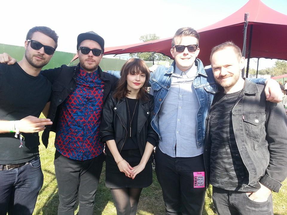 Andrew Trendell with the band Chvrches at Reading 2014