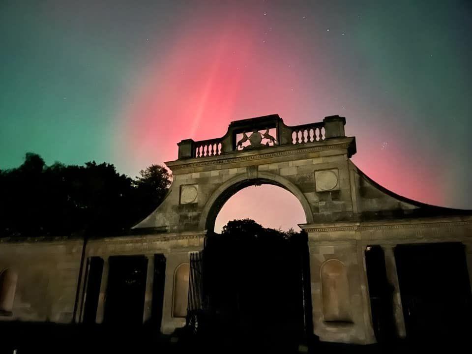 View of the Northern Lights at the entrance to Clumber Park in Nottinghamshire