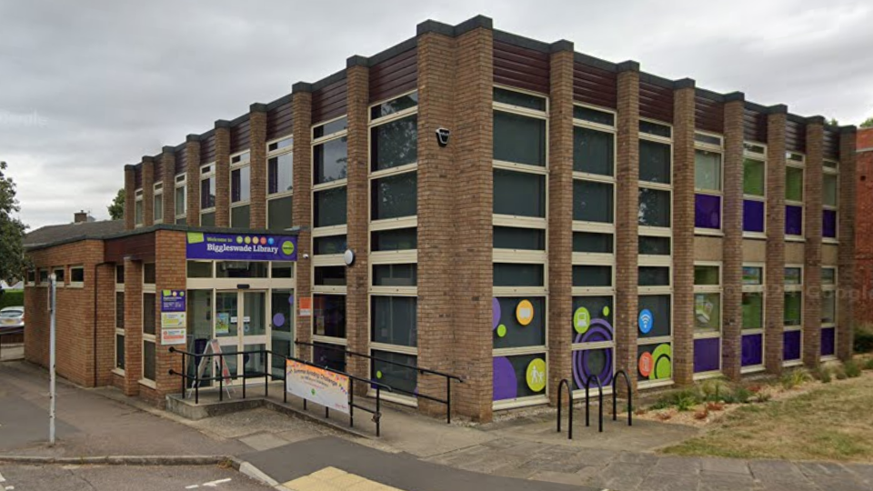 Outside of Biggleswade Library.