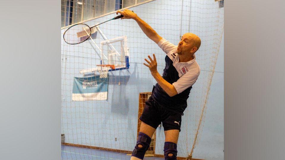 Andy Taylor playing Badminton