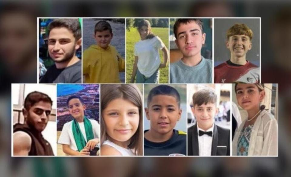 Pictures of children and young people killed in strike