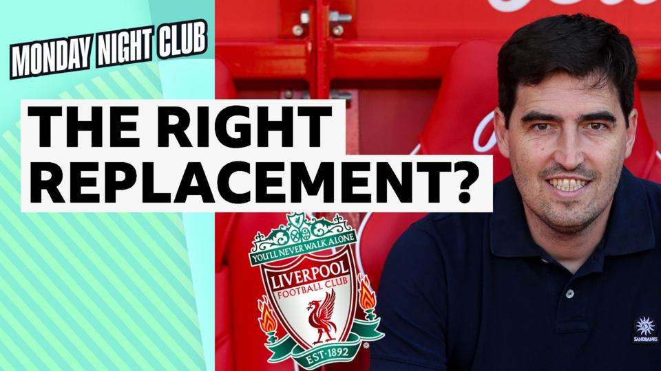 Andoni Iraola and the Liverpool crest