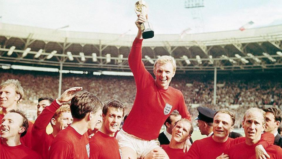 England captain Bobby Moore with the Jules Rimet trophy.