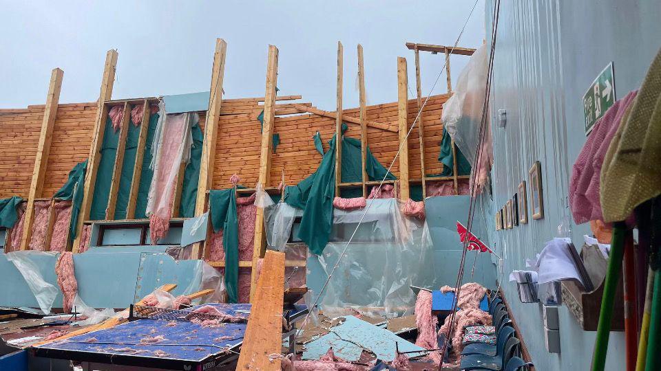 Tennis club roof destroyed