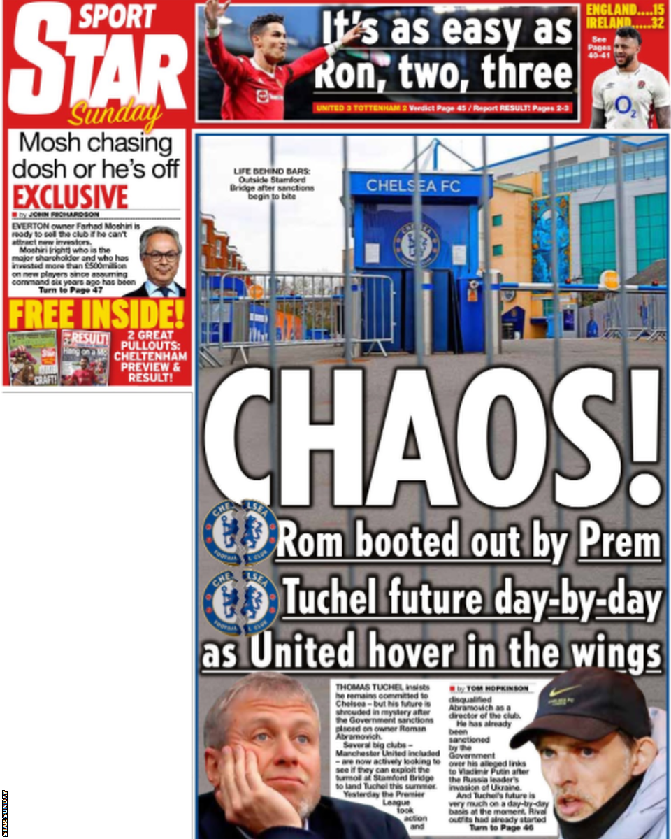 Main sport page of the Star Sunday on 13 March 2022