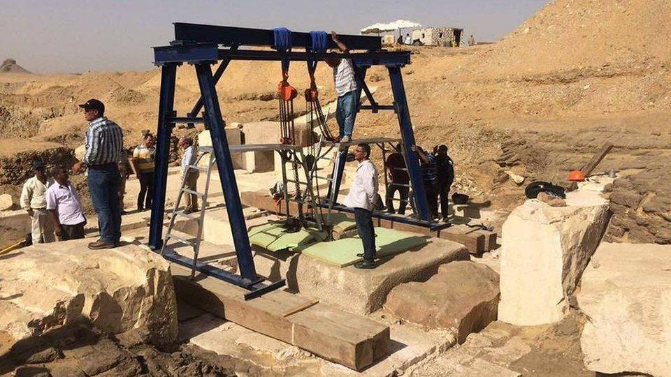 Photograph published by the Egyptian ministry of antiquities showing a burial chamber at the Dahshur royal necropolis, south of Cairo (10 April 2017)